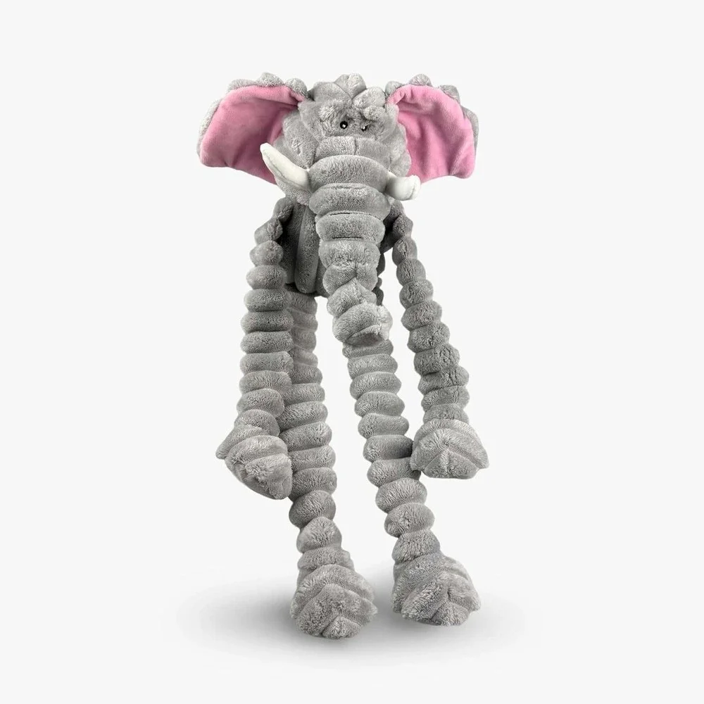 Nandog ‎ XL Elephant Dog Toy Gray Pink Ribbed Plush Squeaky Extra Large 25 Inch